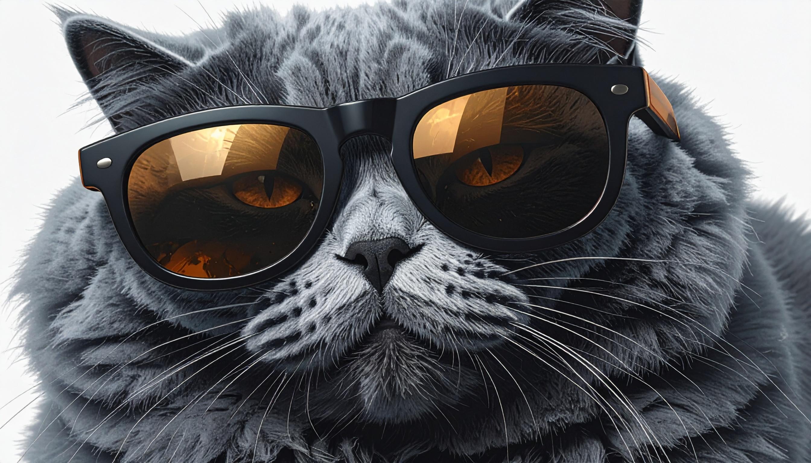 Cool Grey Cat Wearing Stylish