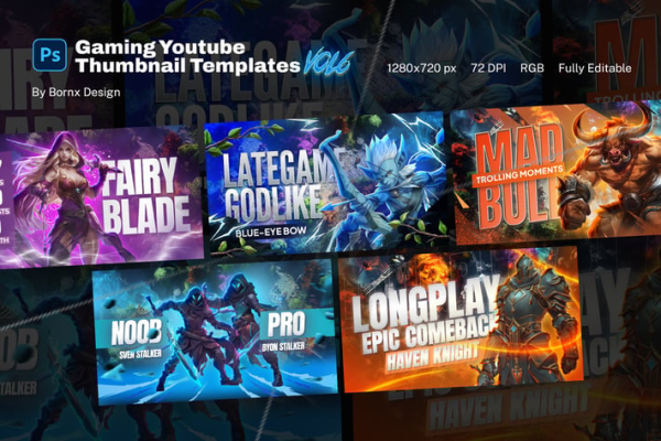 Gaming Youtube Thumbnail Templates vol 6