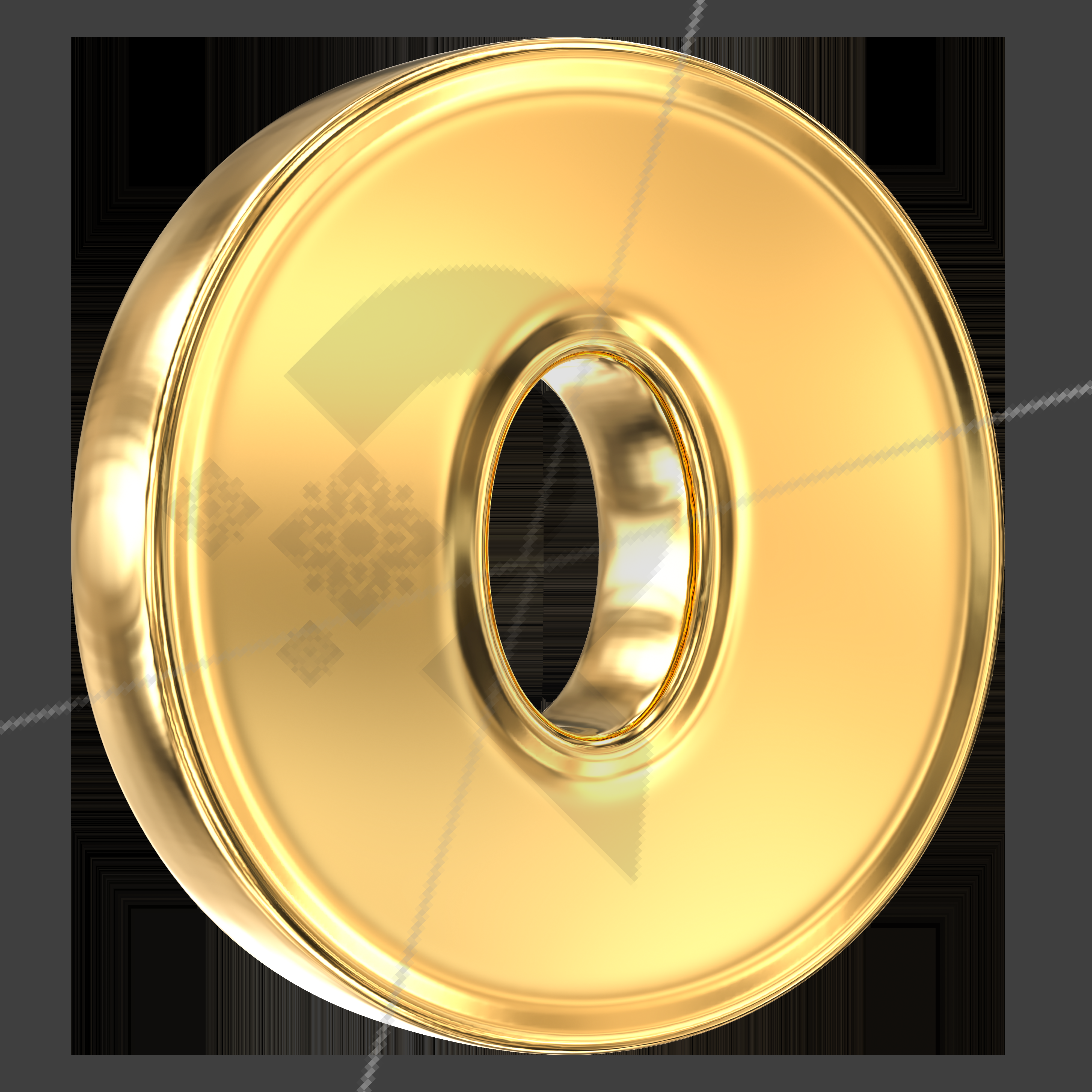 0 Number Gold 3D Render