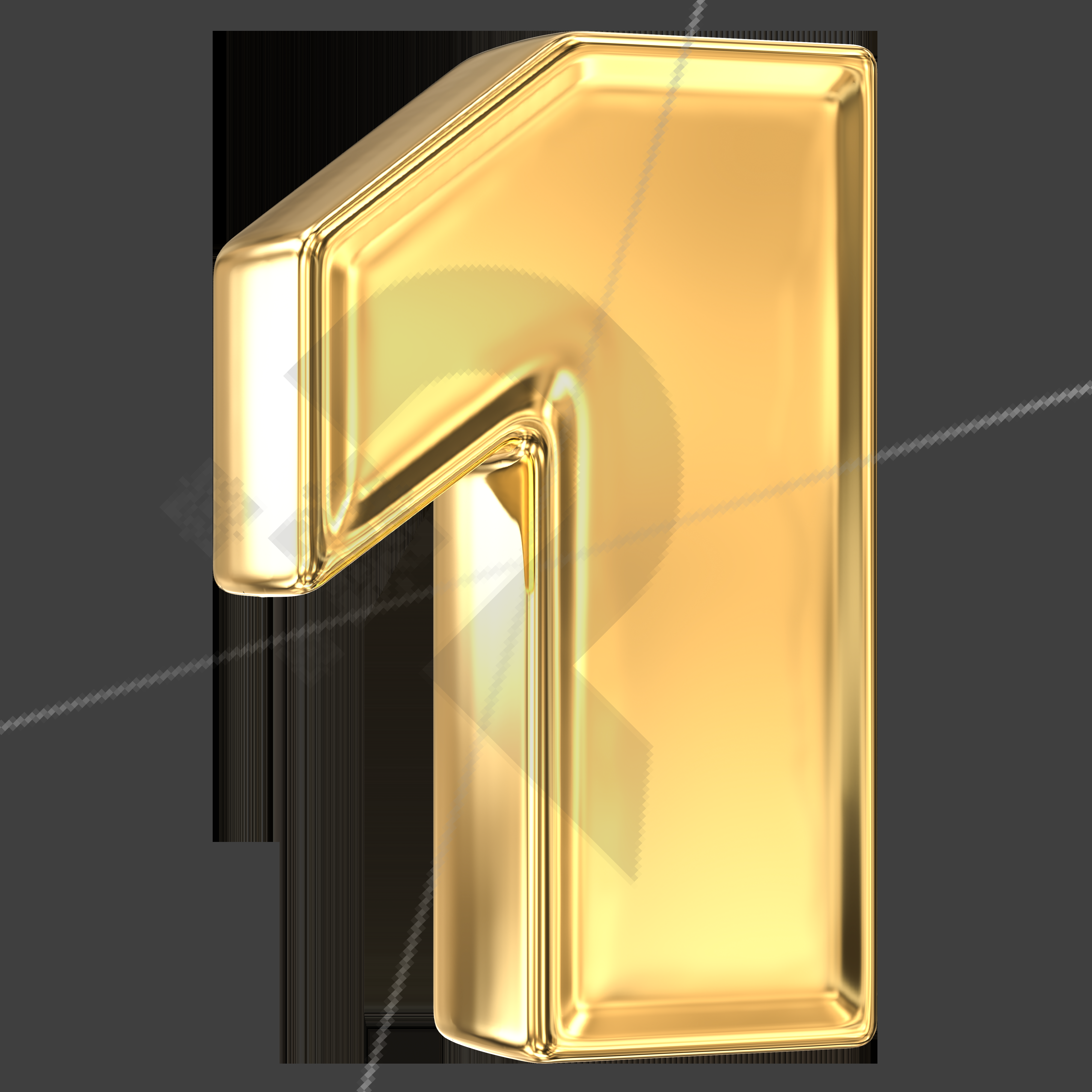 1 Number Gold 3D Render