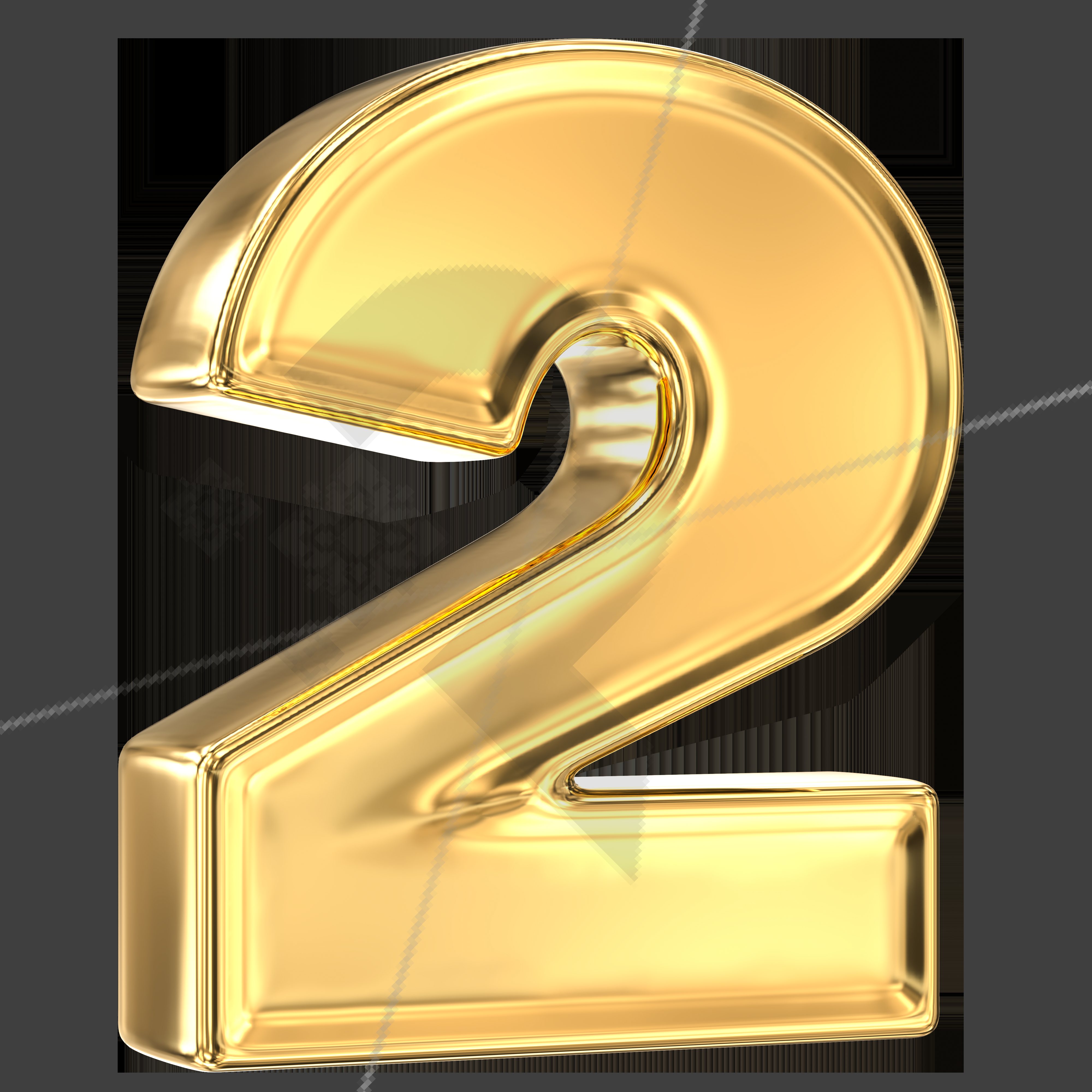2 Number Gold 3D Render