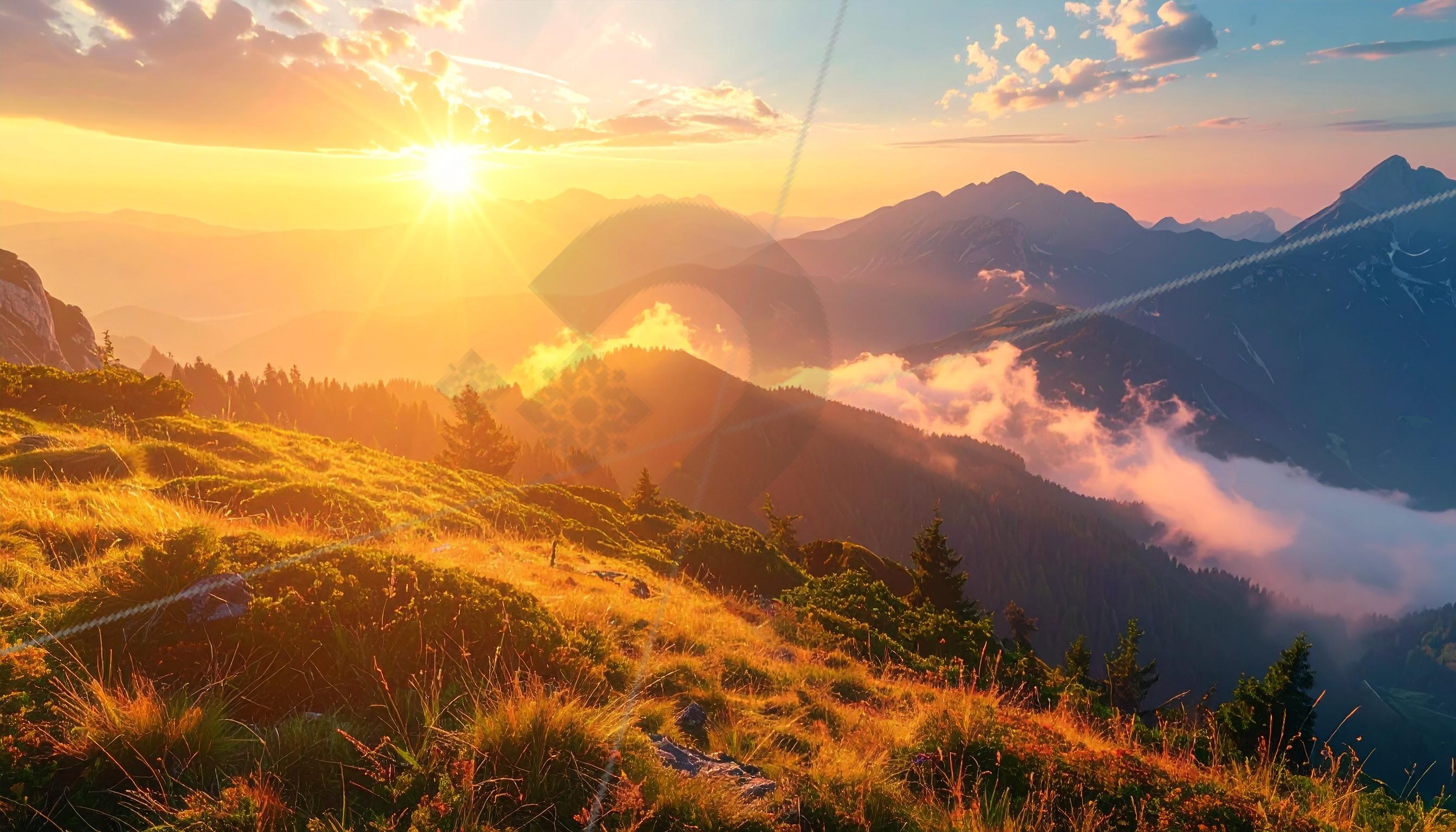 Golden Sunset over Majestic Alpine Mount