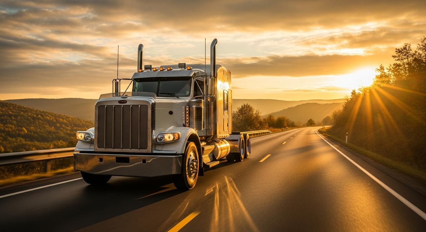 Big Rig Semi-Truck Driving on Scenic Hig